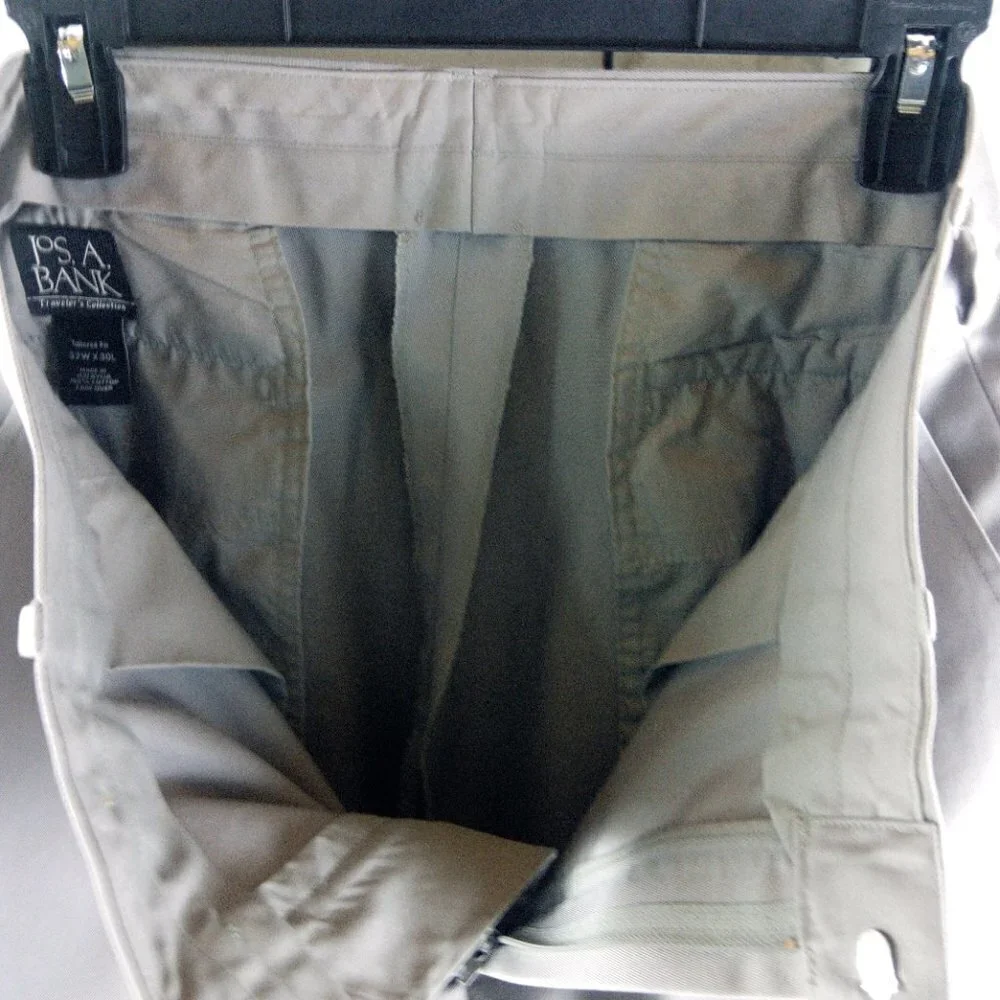 Jos A Bank Tailored Fit Mens Gray Khaki Cotton Chino Casual Pants 32x30 FF_10